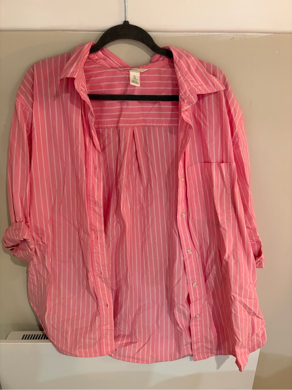 Pink White Striped Button-Up Shirt
